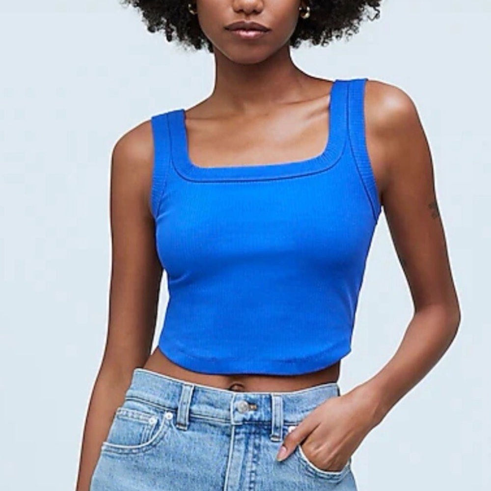 Madewell The Tailored Crop Tank in Sleekhold Blue XL